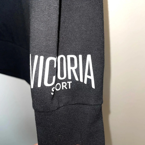 VS Victoria Sport Black Fleece Lined Crewneck Pullover Sweatshirt Xsmall Women’s - Picture 5 of 12
